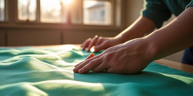 Artisan inspecting high-quality peace silk